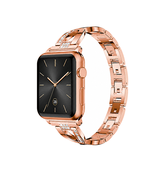 Apple Watch  42 44   45 46 49mm  Diamant Stål Dame Urrem Roseguld