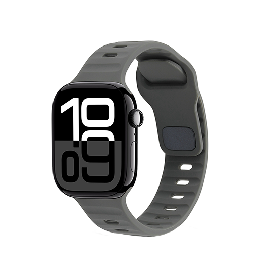 Apple Watch  42 44   45 46 49mm  Square Buckle Silikonerem Grå