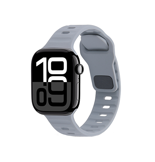 Apple Watch  42 44   45 46 49mm  Square Buckle Silikonerem Lysegrå