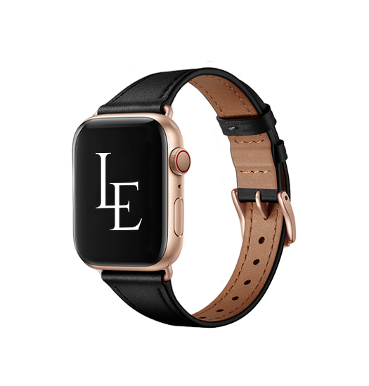Apple Watch  38 40   41 42mm    Empiri Trade  Thin ægte Læder Rem Mat Sort
