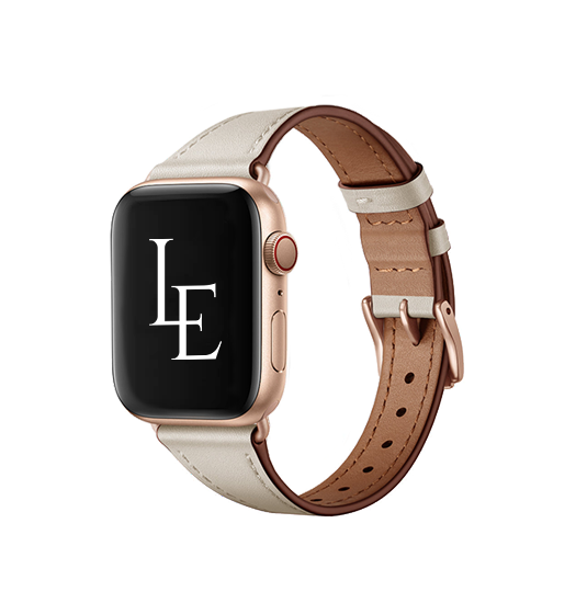 Apple Watch  42 44   45 46 49mm     Empiri Trade  Thin ægte Læder Rem Elfenben