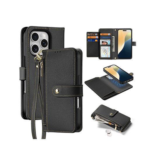 Iphone 16 Pro Dux Ducis Trade - - Læder Etui Aftageligt Cover Sort