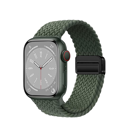Apple Watch  42 44   45 46 49mm  Woven Magnetisk Flettet Rem Grøn