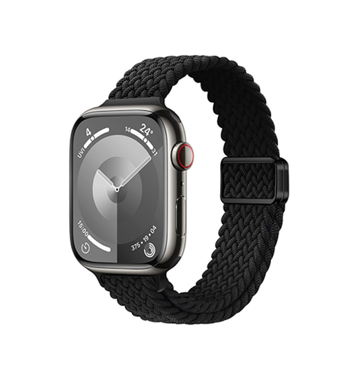 Apple Watch  42 44   45 46 49mm  Thin Woven Magnetisk Flettet Rem Sort