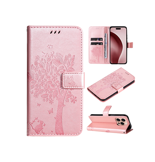 Iphone 16 Pro Butterfly Trade  Læder Etui   Taske    Pung Rose