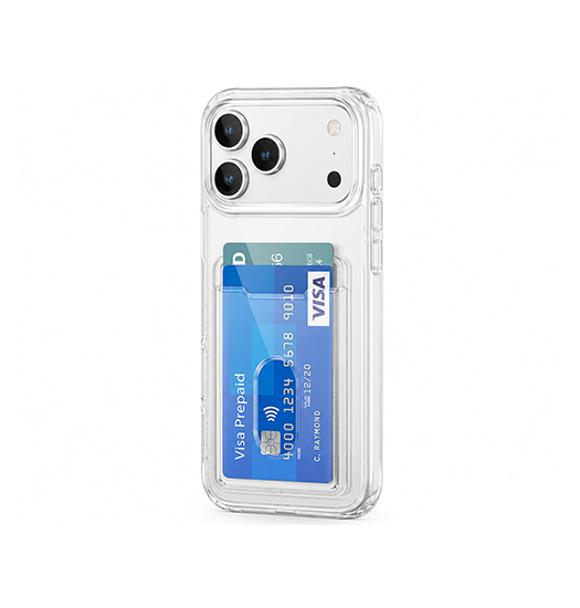 Iphone 17 Pro Delx Trade  Silikone Cover Med Kortholder Gennemsigtig