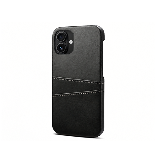 Iphone 16 Plus   Design Trade  Læder Cover    Kortholder Sort