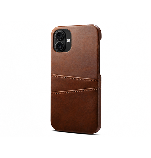 Iphone 16 Plus   Design Trade  Læder Cover    Kortholder Brun