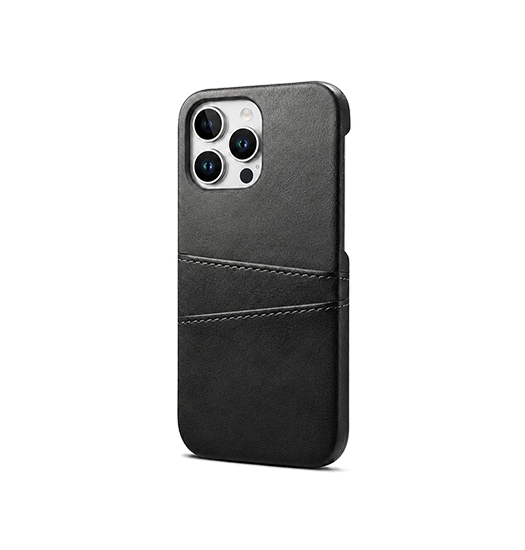 Iphone 15 Pro   Design Trade  Læder Cover    Kortholder Sort