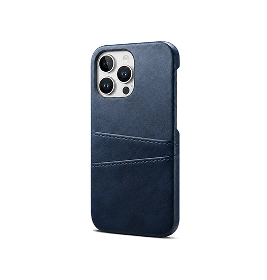 Iphone 15 Pro   Design Trade  Læder Cover    Kortholder Navy