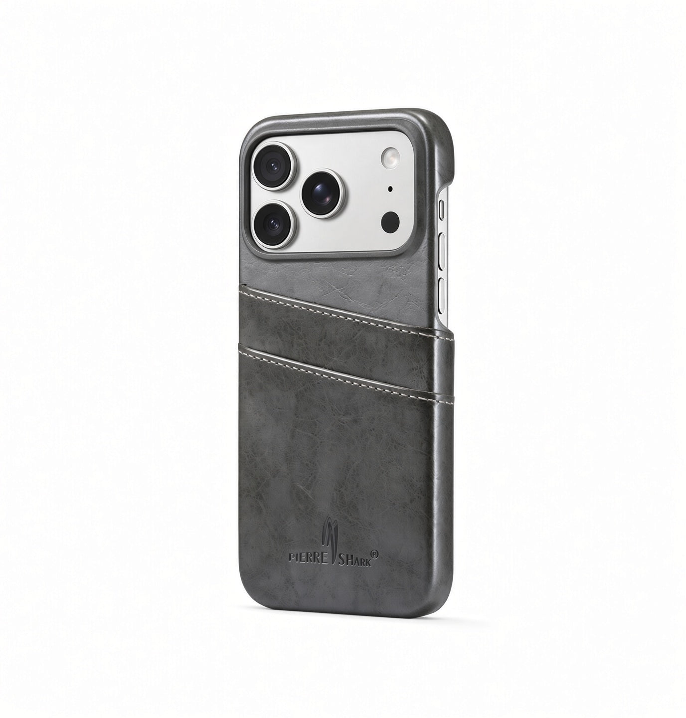 Iphone 17 Pro   Design Trade  Læder Cover    Kortholder Grå