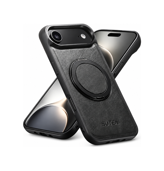 Iphone 17 Air Suteni  360  Vegan-læder Cover    Magsafe  Sort