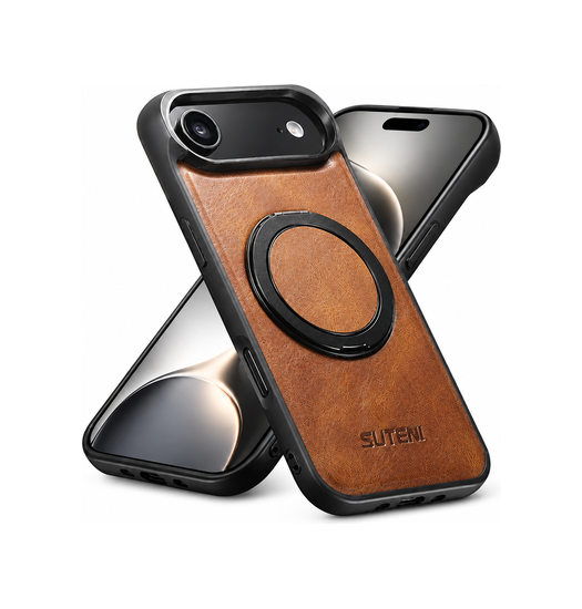 Iphone 17 Air Suteni  360  Vegan-læder Cover    Magsafe  Brun