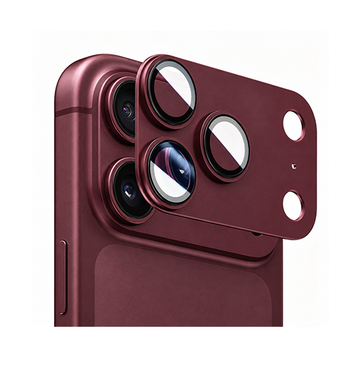 Iphone 18 Pro Max Kalebol Trade  Metal Kamera Linse Beskyttelsesglas Burgundy