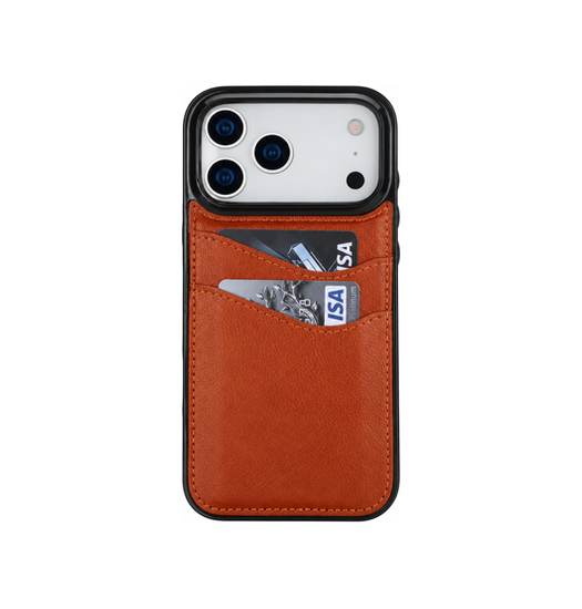 Iphone 18 Pro Litchi Læder Cover Kortholder Brun