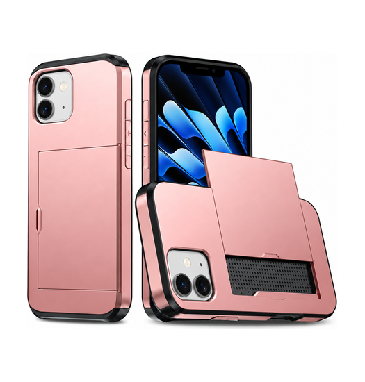 Iphone 12 Deluxe Trade  Håndværker Cover    Kortholder Pink