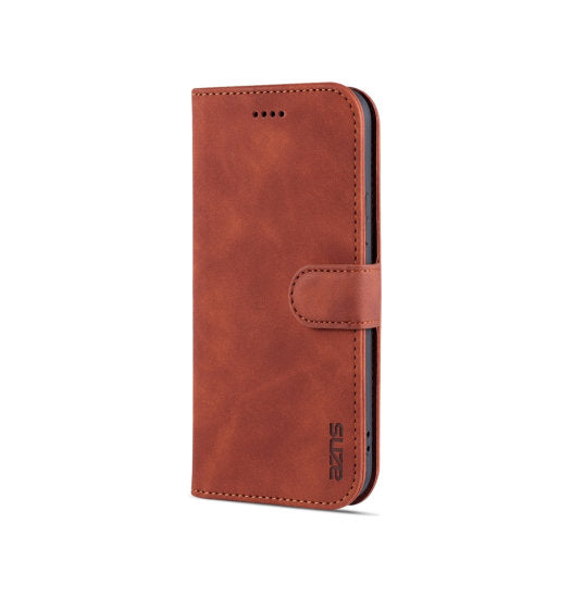 Iphone 12 Azns Trade  Diary Læder Etui   Taske    Pung Brun