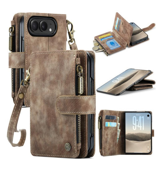 Iphone Duo  Caseme Trade  Multifunktionel Læder Etui   Pung Brun