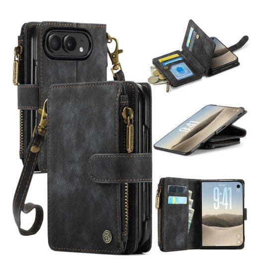 Iphone Duo  Caseme Trade  Multifunktionel Læder Etui   Pung Sort