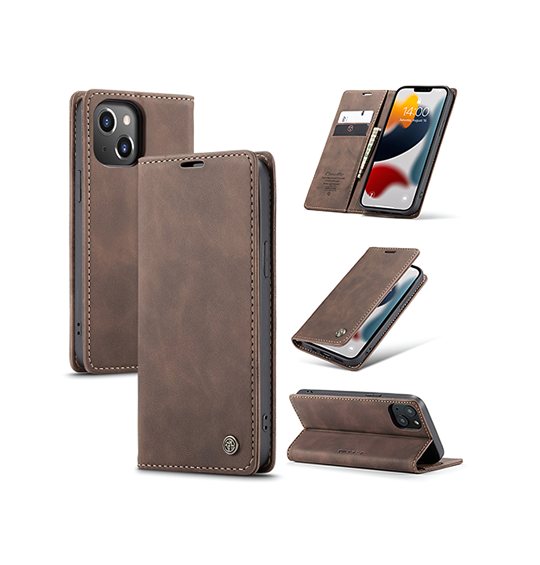 Iphone 15 Plus Caseme Trade  Noble Læder Etui   Pung Mørkebrun