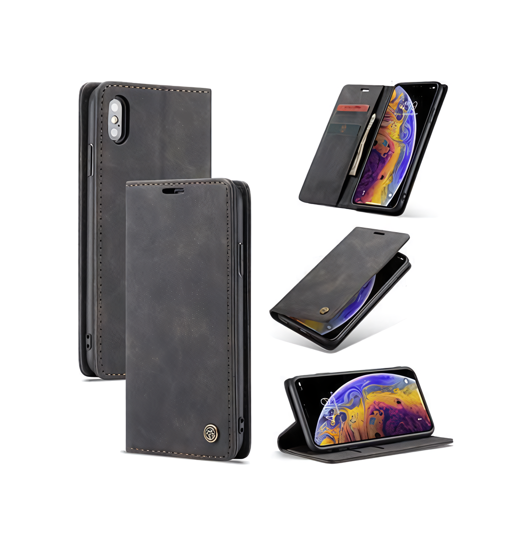 Iphone Max Caseme Trade Noble Læder Etui Pung Sort