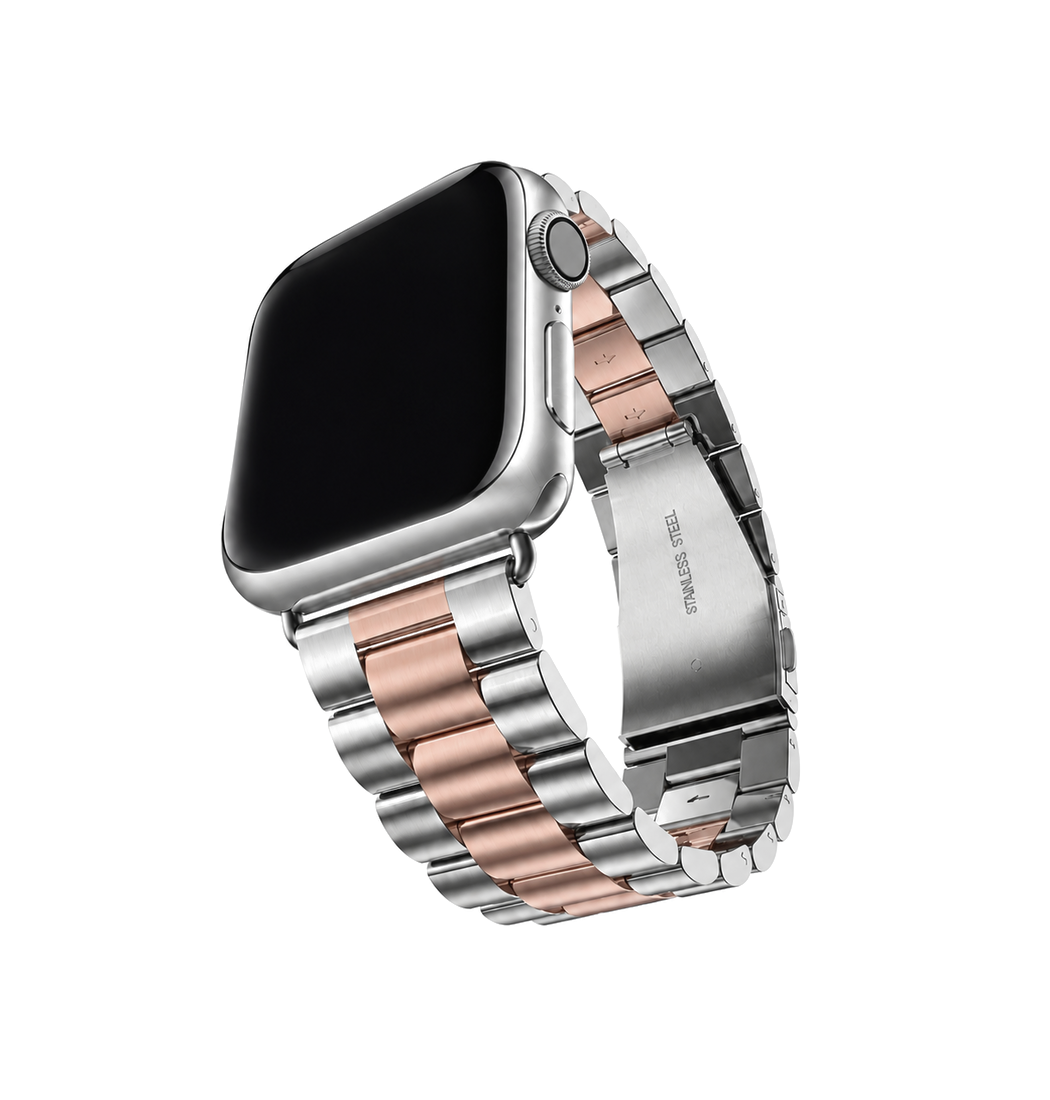 Apple Watch  38 40   41 42mm  Cnc Pro Rustfrit Stål Rem Sølv Rose