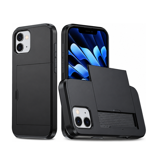 Iphone 12 Deluxe Trade  Håndværker Cover    Kortholder Sort