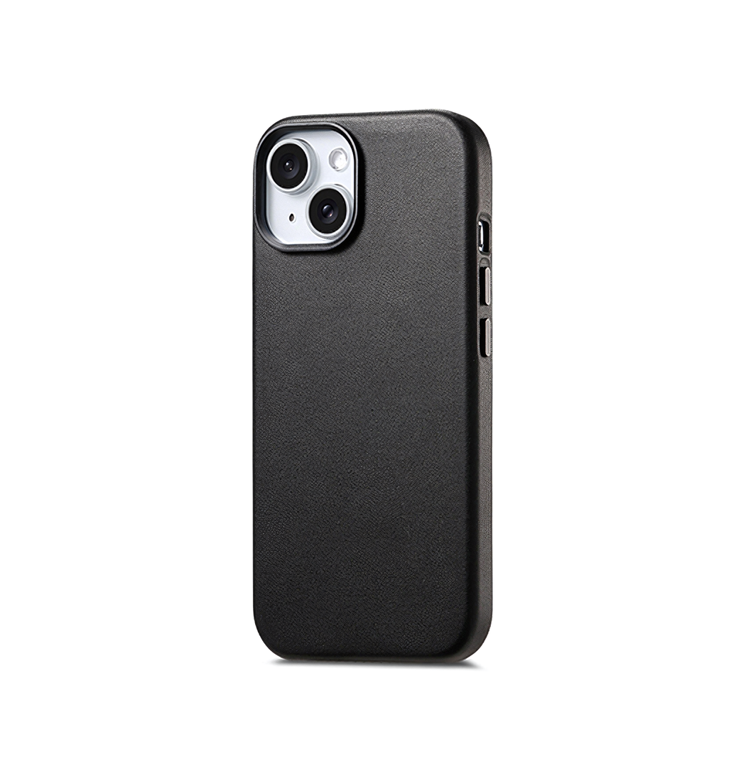 Iphone 15 Delx  Læder Cover Magsafe Kompatibel Sort
