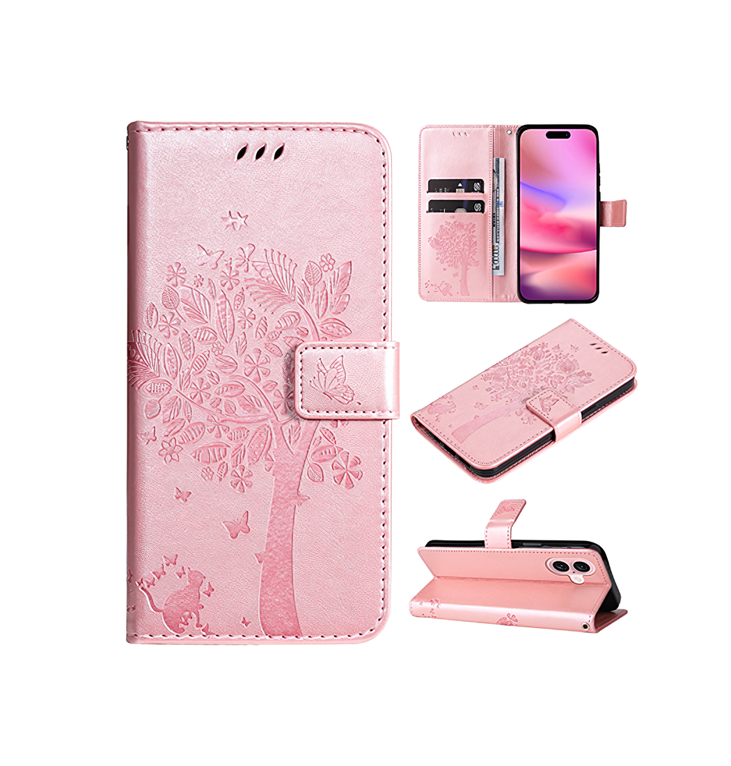 Iphone 16 Butterfly Trade Læder Etui Taske Pung Rose