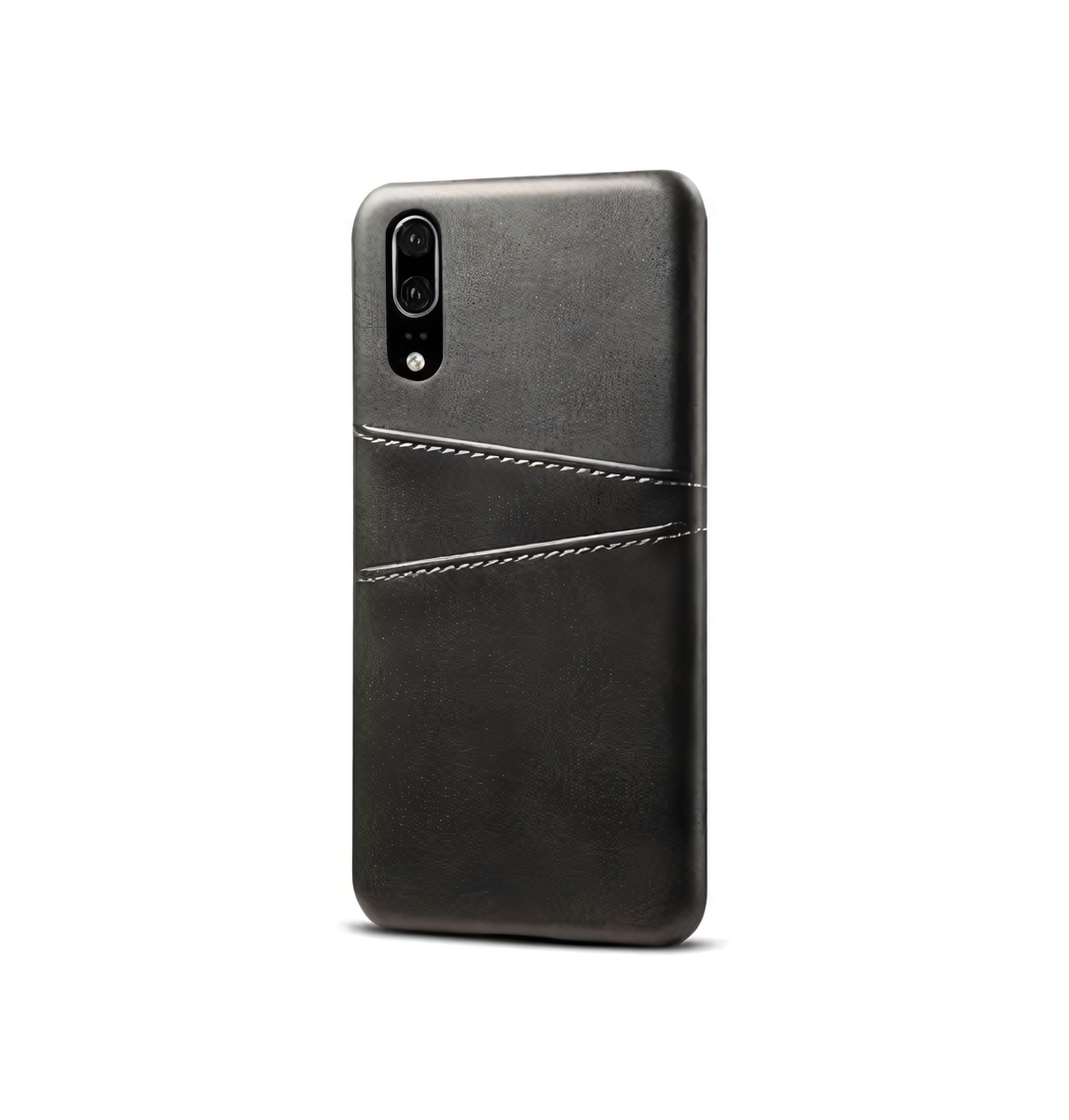 Huawei P20   Design Trade  Læder Cover    Kortholder Sort