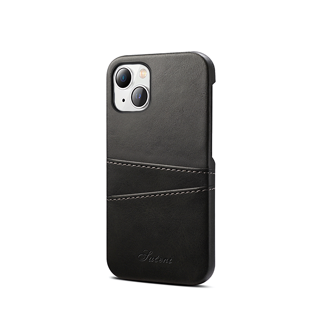 Iphone 15 Design Trade Læder Cover Kortholder Sort