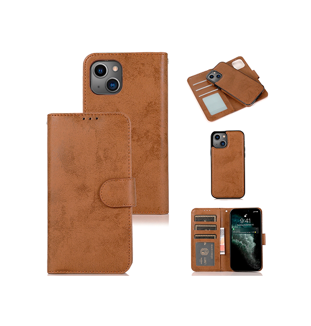 Iphone 13 Vintage  - -  Læder Etui    Aftageligt Cover Brun